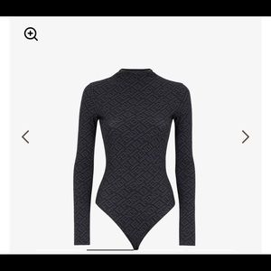 Fendi x Skims Mock Neck Long Sleeve Bodysuit in Black